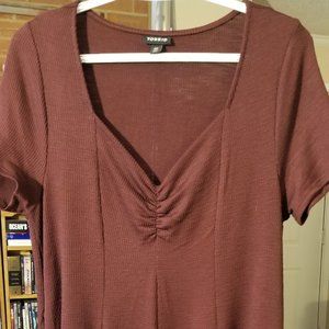 Burgundy Dress with Short Sleeves